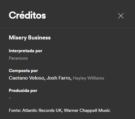 Caetano Veloso aparece nos créditos de música do Paramore