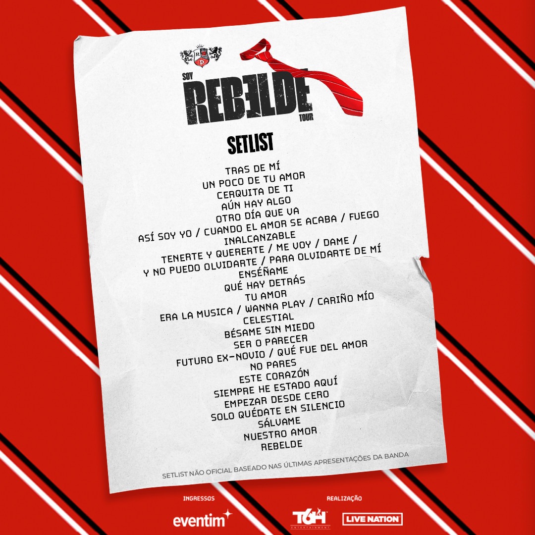 Setlist oficial da 'Soy Rebelde Tour' no Brasil