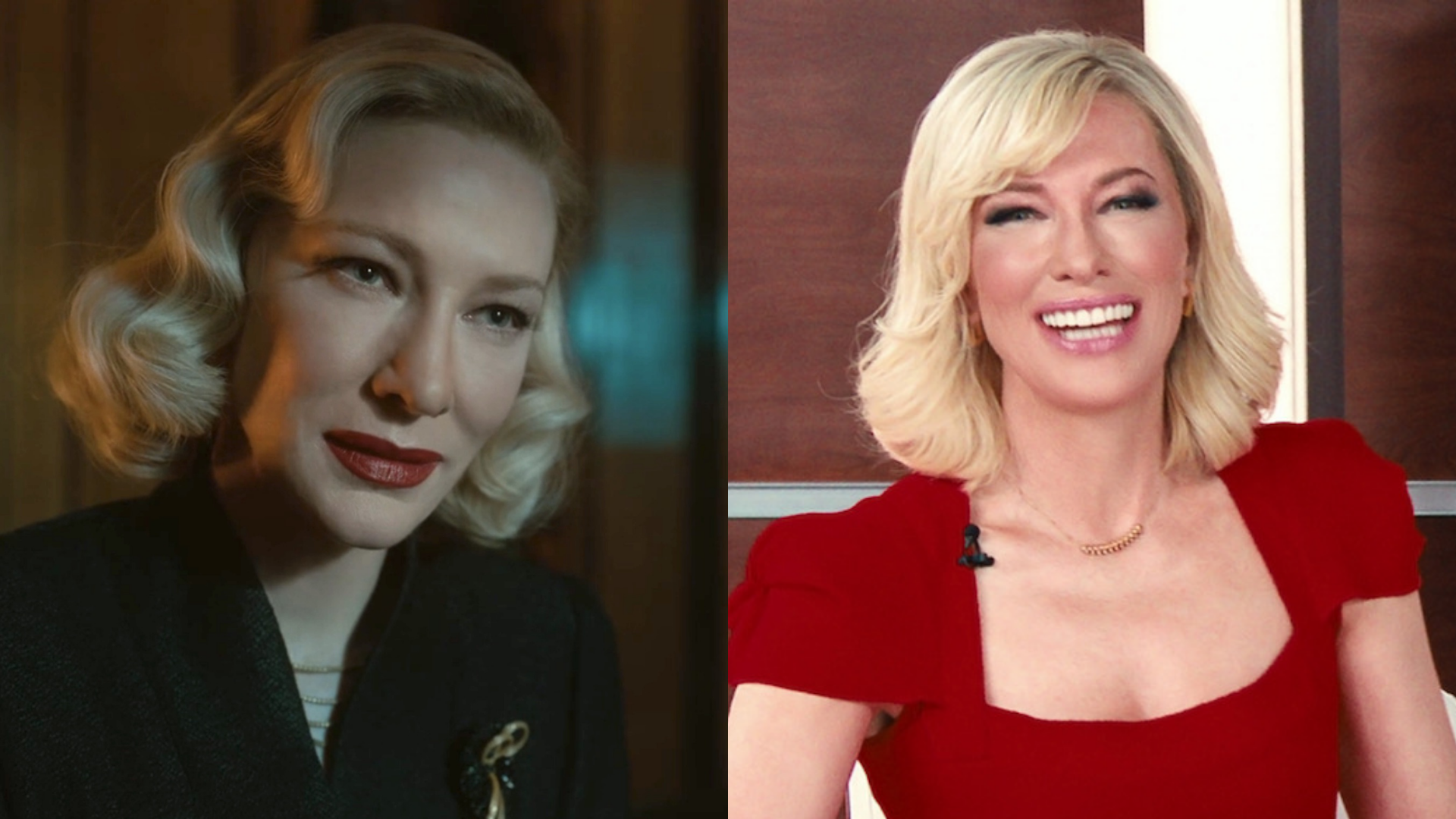 Cate Blanchett em O Beco do Pesadelo (Foto: Reprodução / TSG Entertainment) | Cate Blanchett em Não Olhe Para Cima (Foto: Reprodução / Netflix)