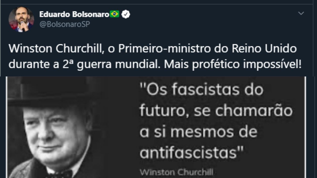 Frase sobre antifascista compartilhada por família Bolsonaro não é de  Winston Churchill, nem de Saramago - ou de ninguém conhecido