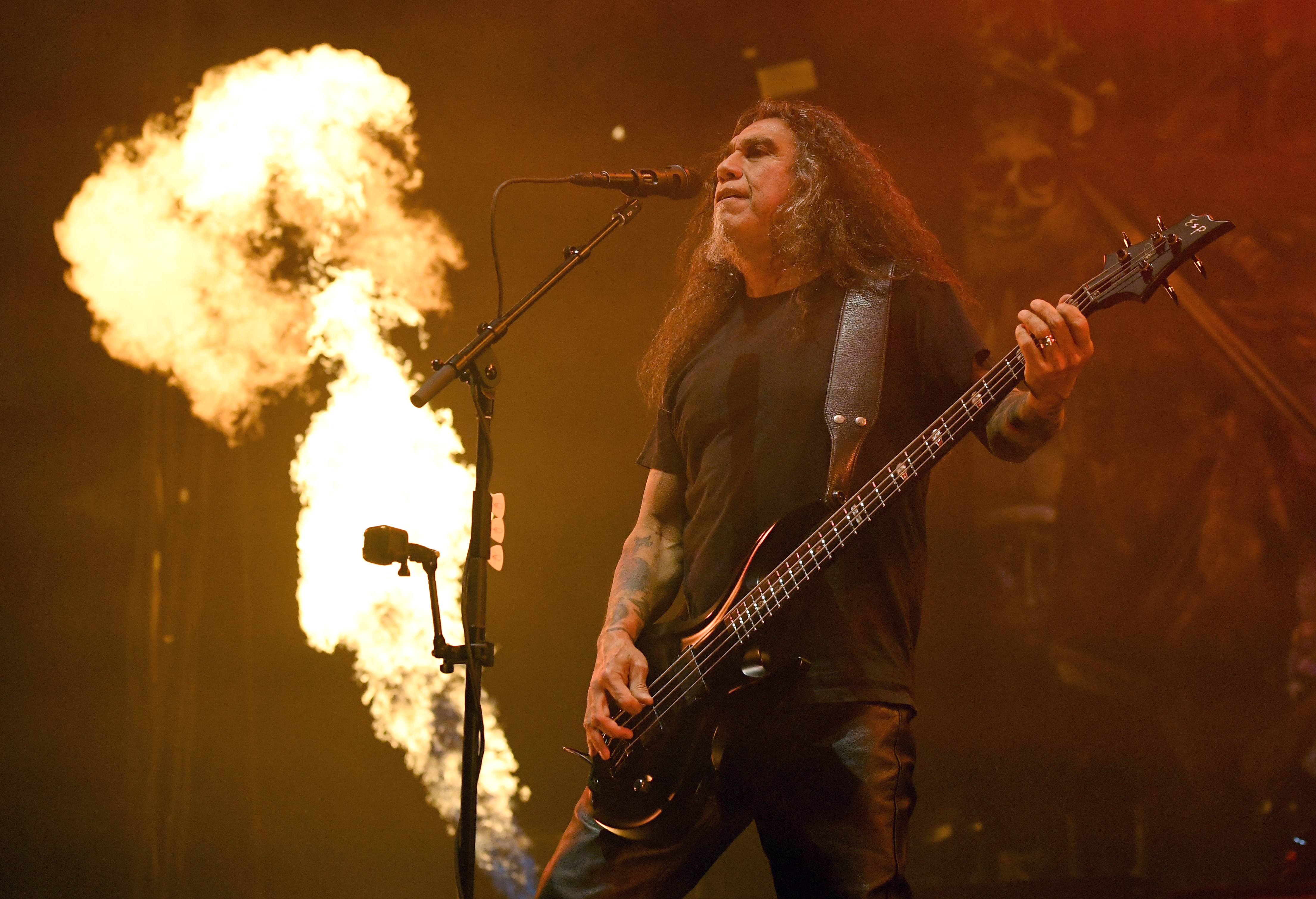 Tom Araya, no último show do Slayer, em 2019 (Getty Images)