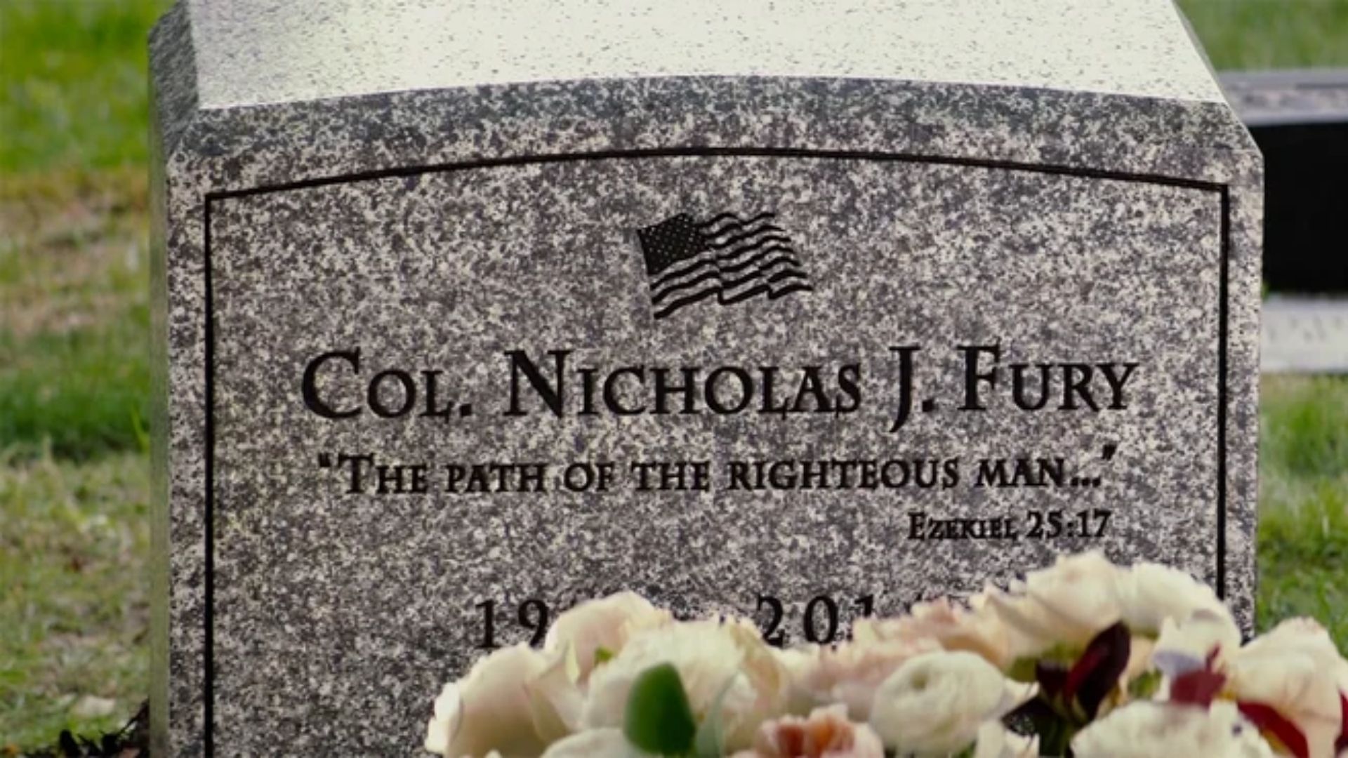 A lápide de Nick Fury tem umas das frases ditas pelo ator durante sua atuação em Pulp Fiction